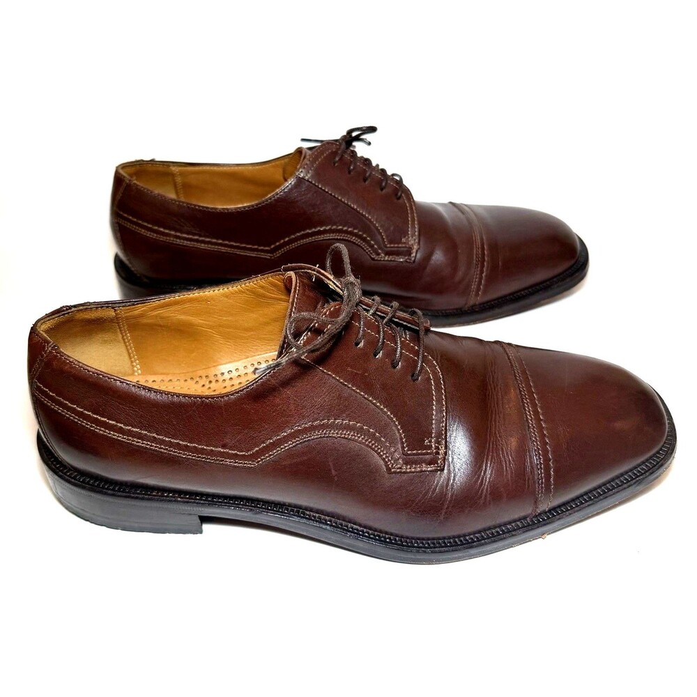 Florsheim Men’s 13 Brown Leather Cap Toe Derby Oxford Lace Up Dress Shoes